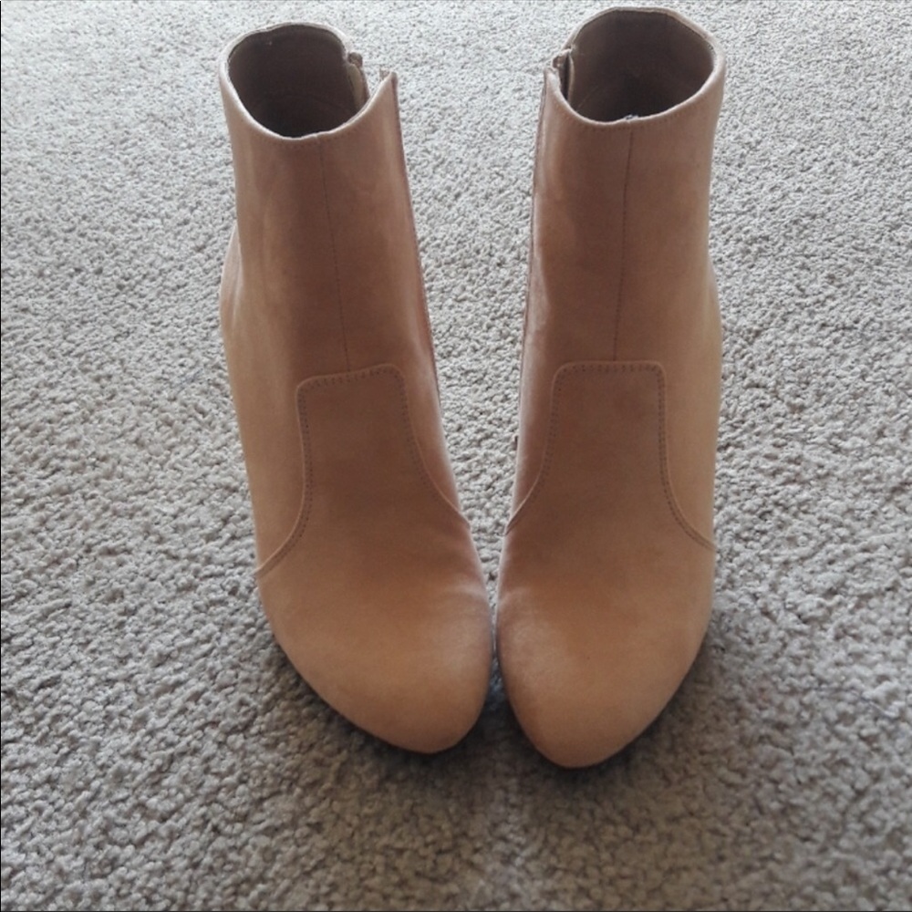 Blush color block heels booties